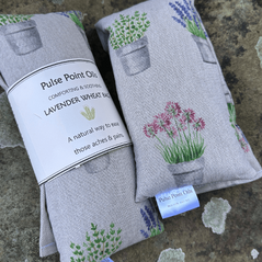wheat bags with lavender in a pretty floral print